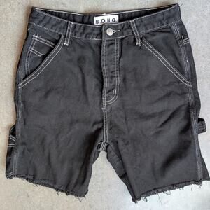 Carpenter Denim Shorts Size 7/28 Button Fly Cotton Alt Skater Grunge Raw Hem y2k